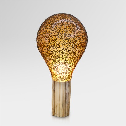 Pola Bohlamp Floor Lamp with Teak Base