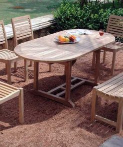 Oval masa ve sırtı açık tezgahlı Cadiz