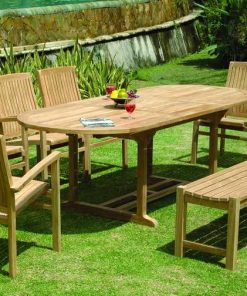 NJS 08-バックレスベンチ（6フィート）セットを備えた新しいJava楕円形拡張テーブル