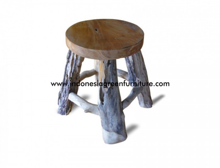 Mogo runder Hocker mit Holzplatte